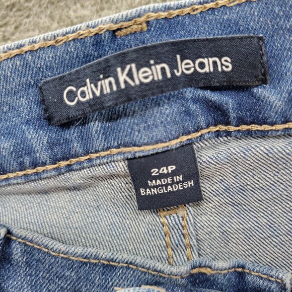 Calvin Klein Jeans Women's 24P Blue Distressed High Rise Straight Leg NWT - Picture 10 of 12